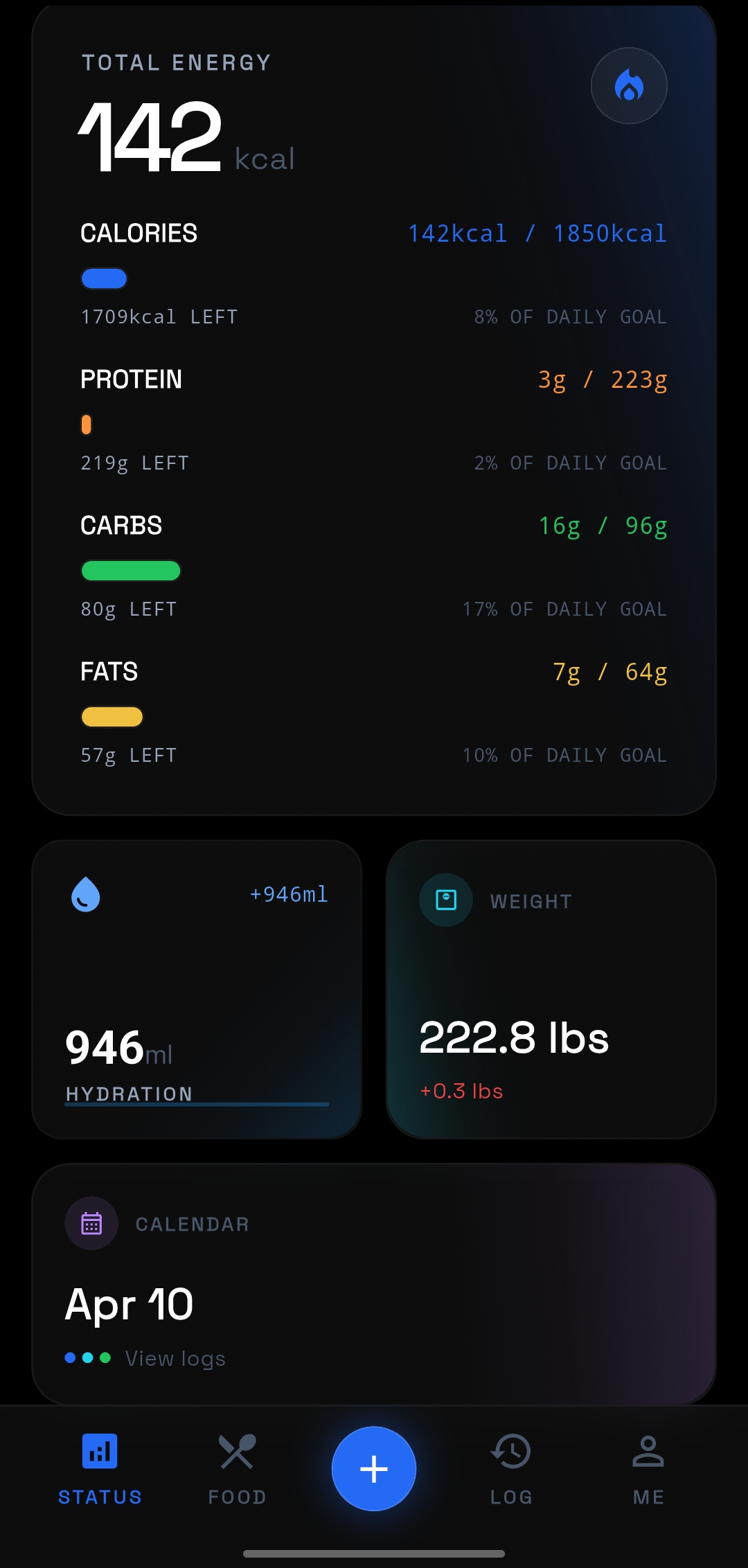 Saker home dashboard screen bottom half